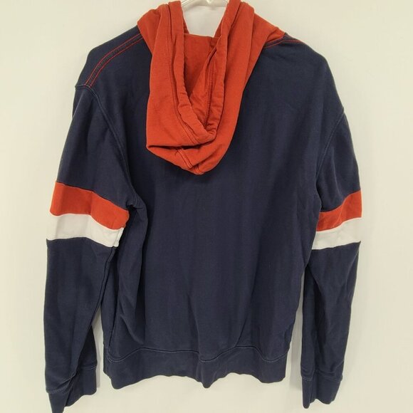 True Religion Sweatshirt Mens Large Blue White Graphic Hoodie Sleeve Stripes - Picture 4 of 7